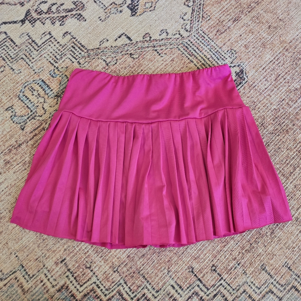 SHEIN Fuchsia Pleated Skater Skirt